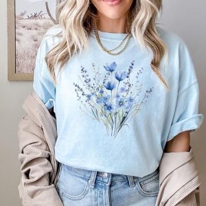Comfort Colors® Blue Flower Bouquet Shirt, Flower Lover Shirt